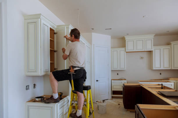 Kitchen island installation in North Wales by JMT Kitchen Cabinet